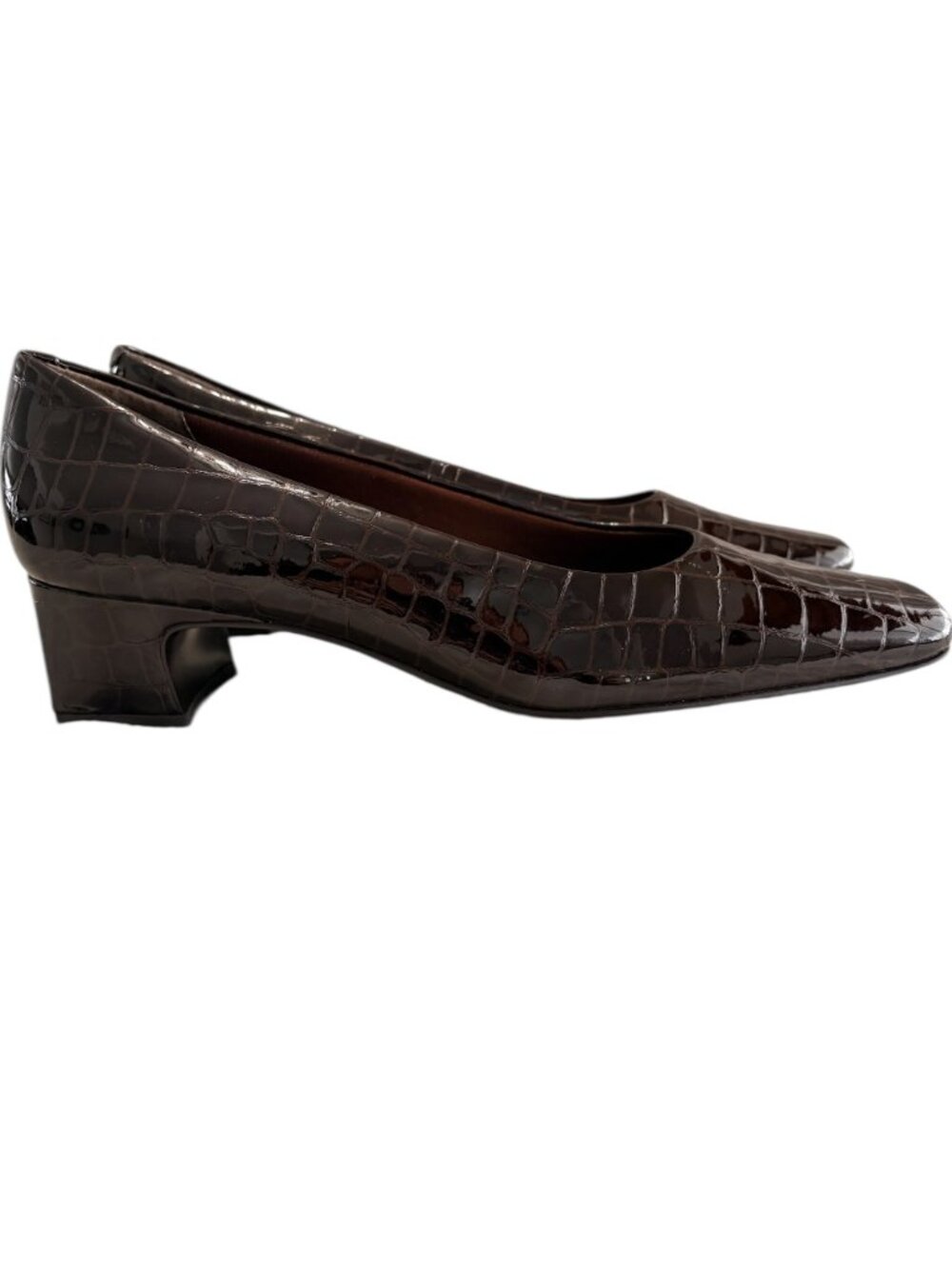 Nordstrom Patent Leather Crocodile Embossed Pumps Brown Womens 9.5